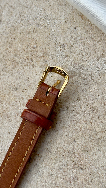 Seiko Vintage Watch 1994 - Oval face, gold-plated, handmade leather