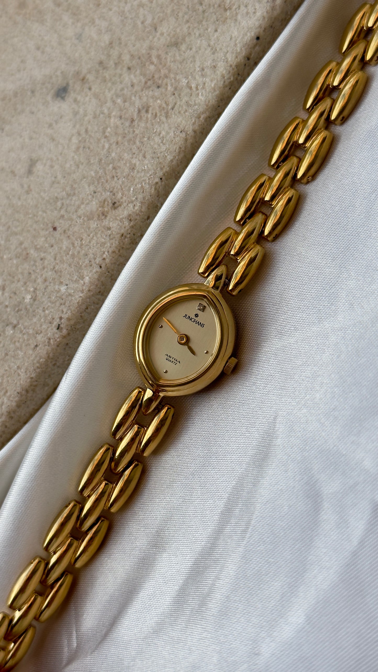 Junghans Astra Vintage Watch 1992 - Marquise Shaped Dial, Gold Plated