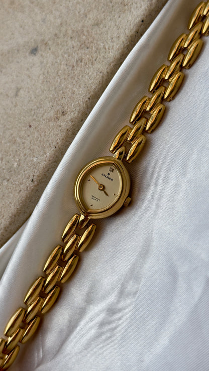 Junghans Astra Vintage Watch 1992 - Marquise Shaped Dial, Gold Plated