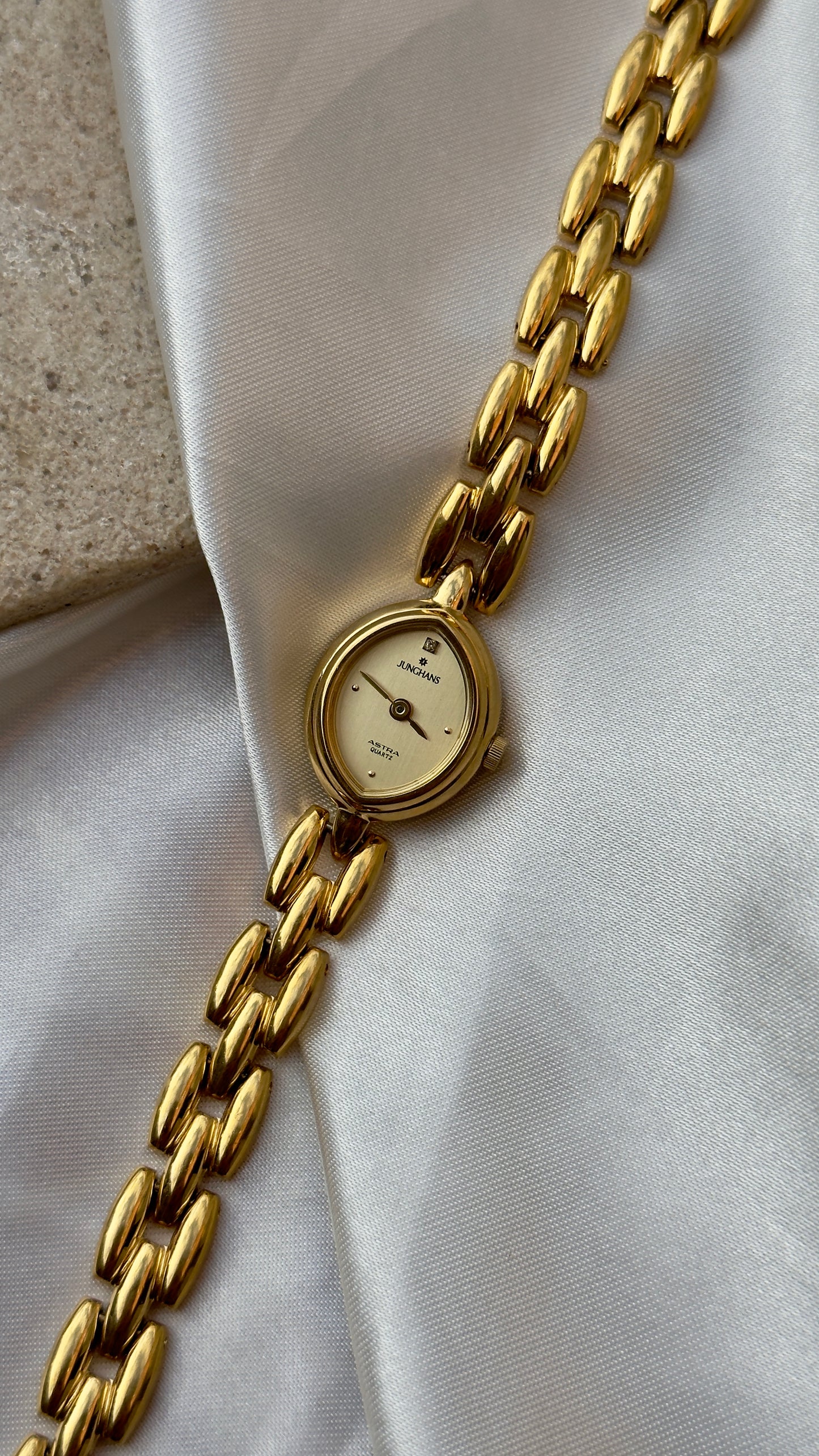 Junghans Astra Vintage Watch 1992 - Marquise Shaped Dial, Gold Plated
