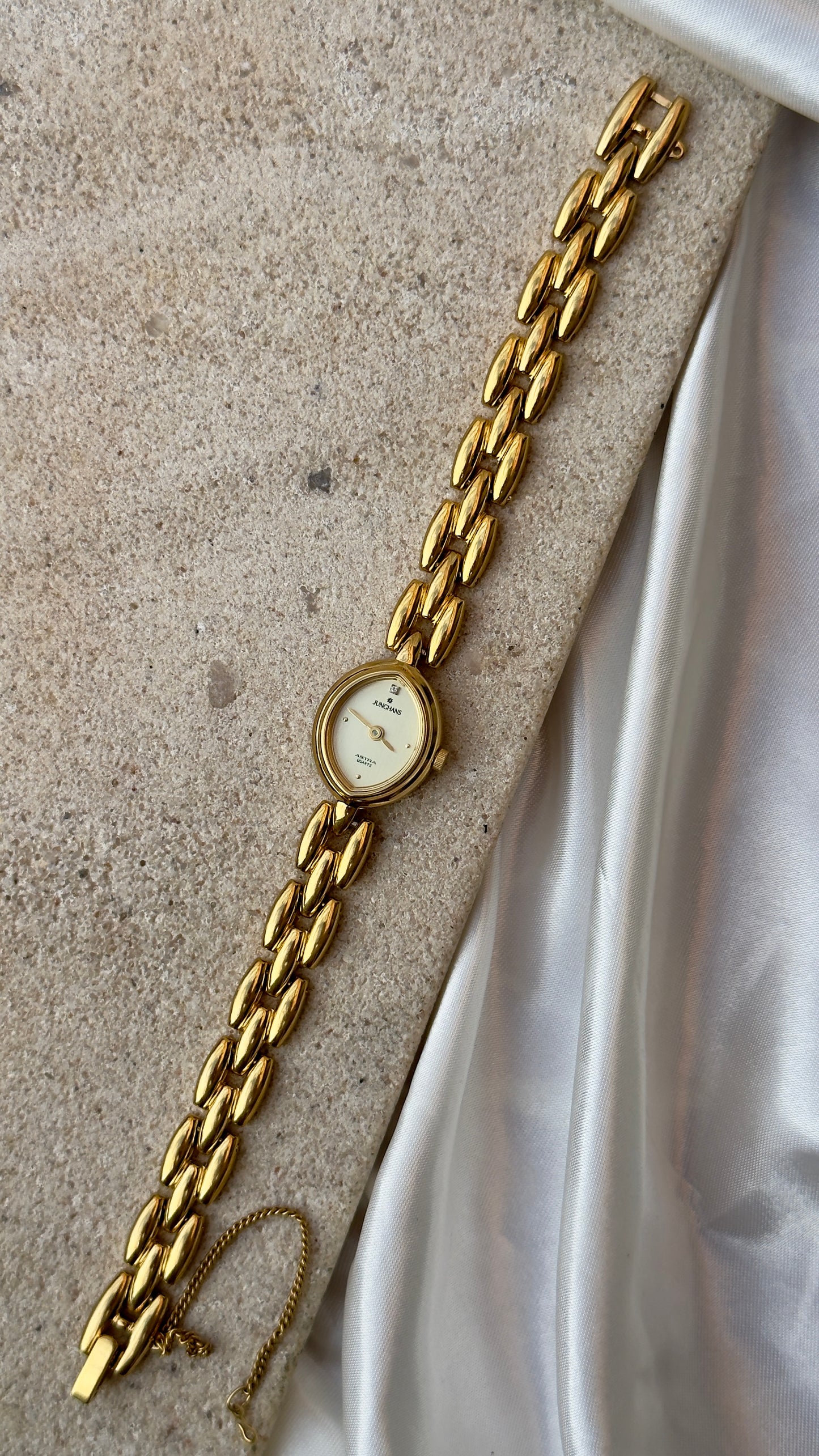 Junghans Astra Vintage Watch 1992 - Marquise Shaped Dial, Gold Plated