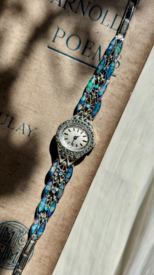 Opal & Marcasite Watch 1970s - Swiss made