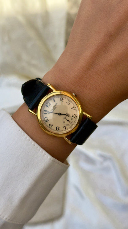 ORIENT Vintage Watch 1980s - gold plated, handmade leather