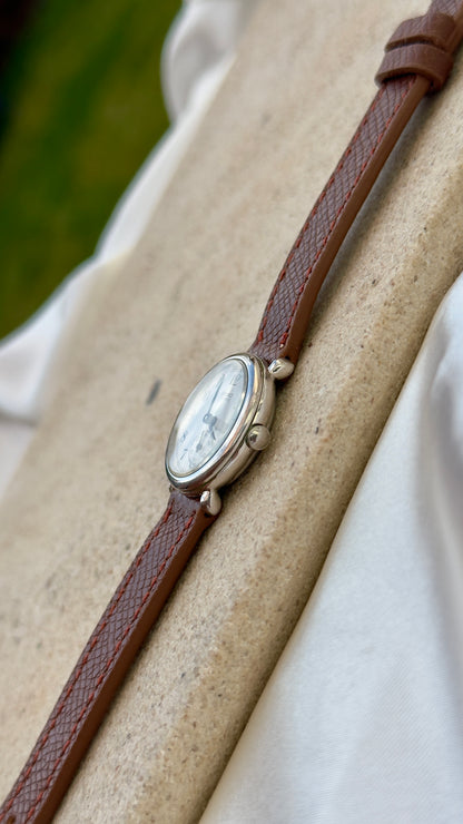 Sub Second Vintage Seiko 1982 Watch - Palladium plated, handmade genuine leather