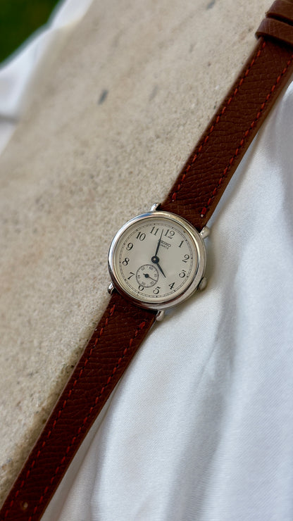 Sub Second Vintage Seiko 1982 Watch - Palladium plated, handmade genuine leather