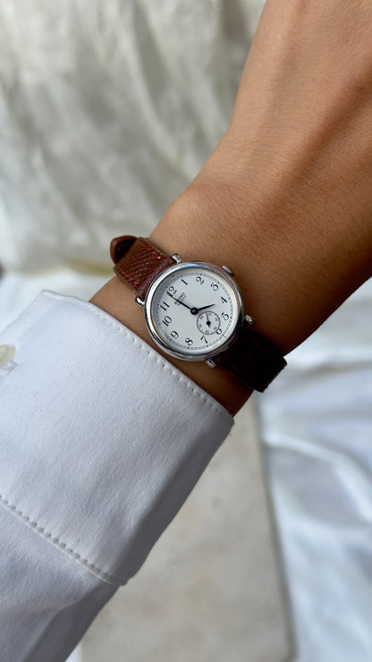 Sub Second Vintage Seiko 1982 Watch - Palladium plated, handmade genuine leather