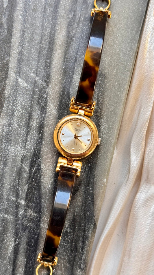 Commelin Paris Tortoiseshell inspired Vintage Watch 1990s