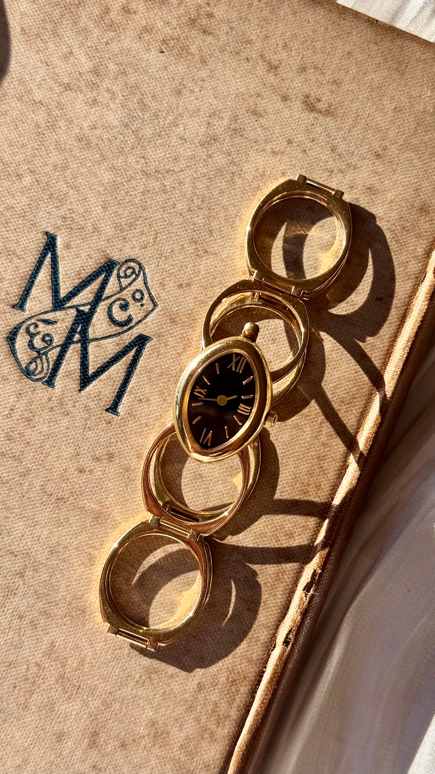 Vintage Art Deco Ring & Bracelet Watch - Gold Plated
