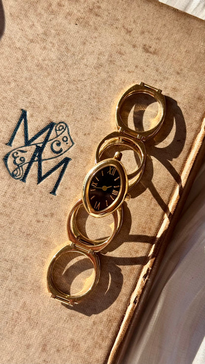 Vintage Art Deco Ring & Bracelet Watch - Gold Plated