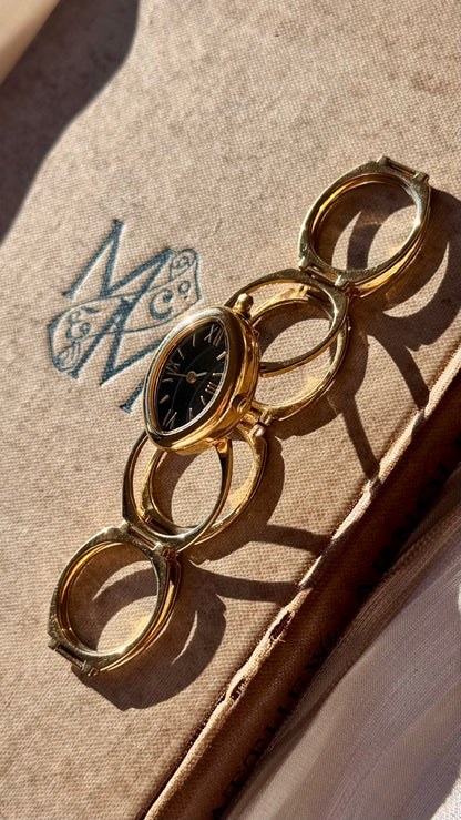 Vintage Art Deco Ring & Bracelet Watch - Gold Plated