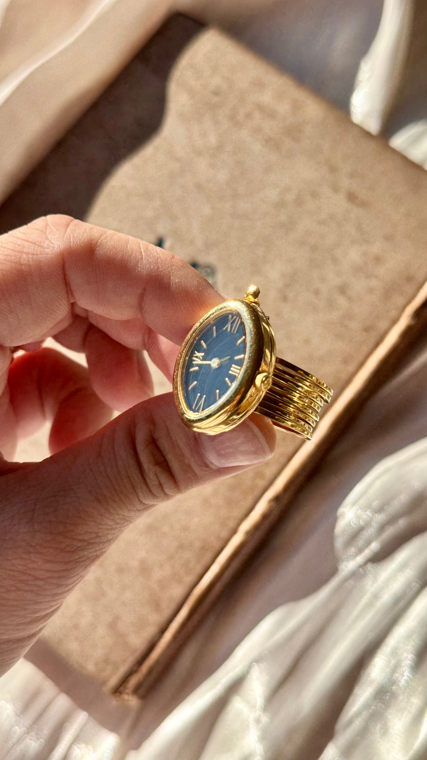 Vintage Art Deco Ring & Bracelet Watch - Gold Plated