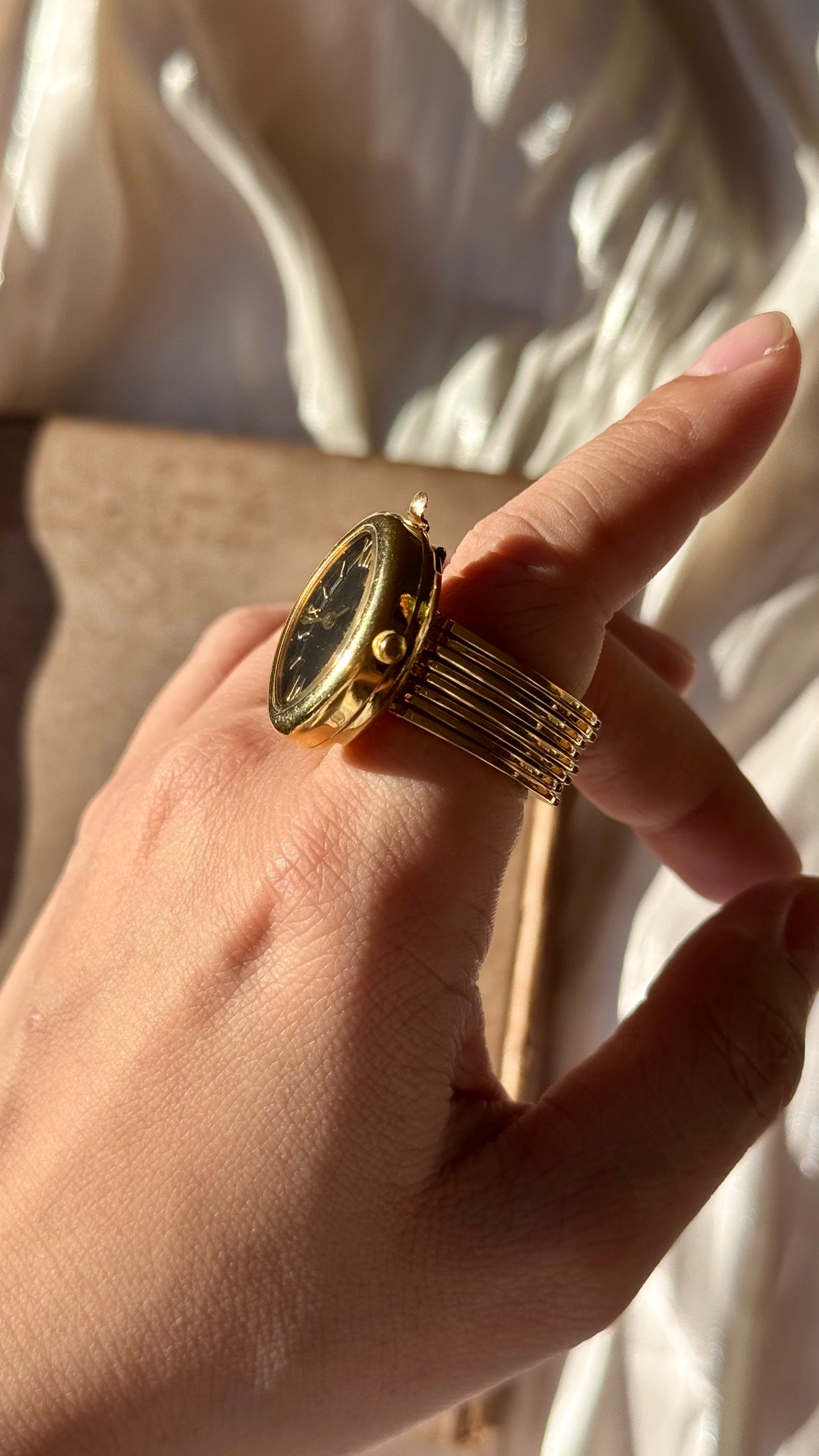 Vintage Art Deco Ring & Bracelet Watch - Gold Plated