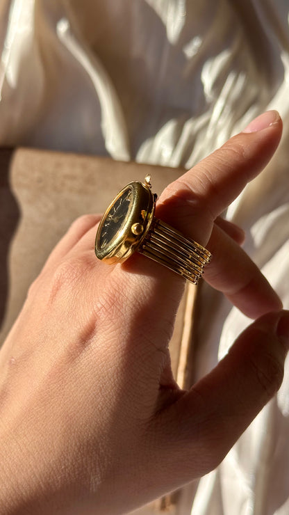 Vintage Art Deco Ring & Bracelet Watch - Gold Plated