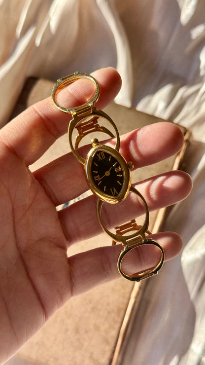 Vintage Art Deco Ring & Bracelet Watch - Gold Plated