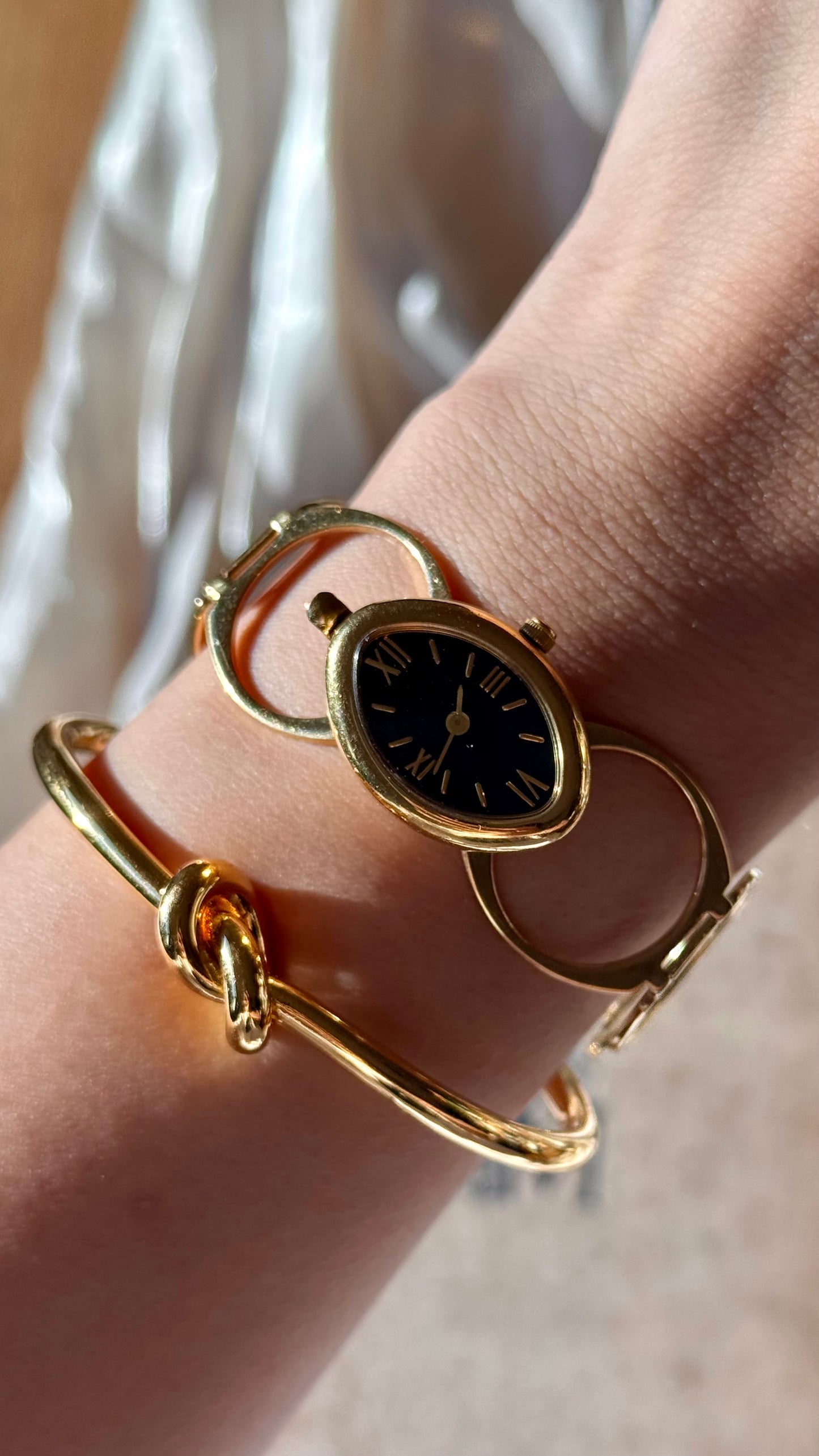 Vintage Art Deco Ring & Bracelet Watch - Gold Plated