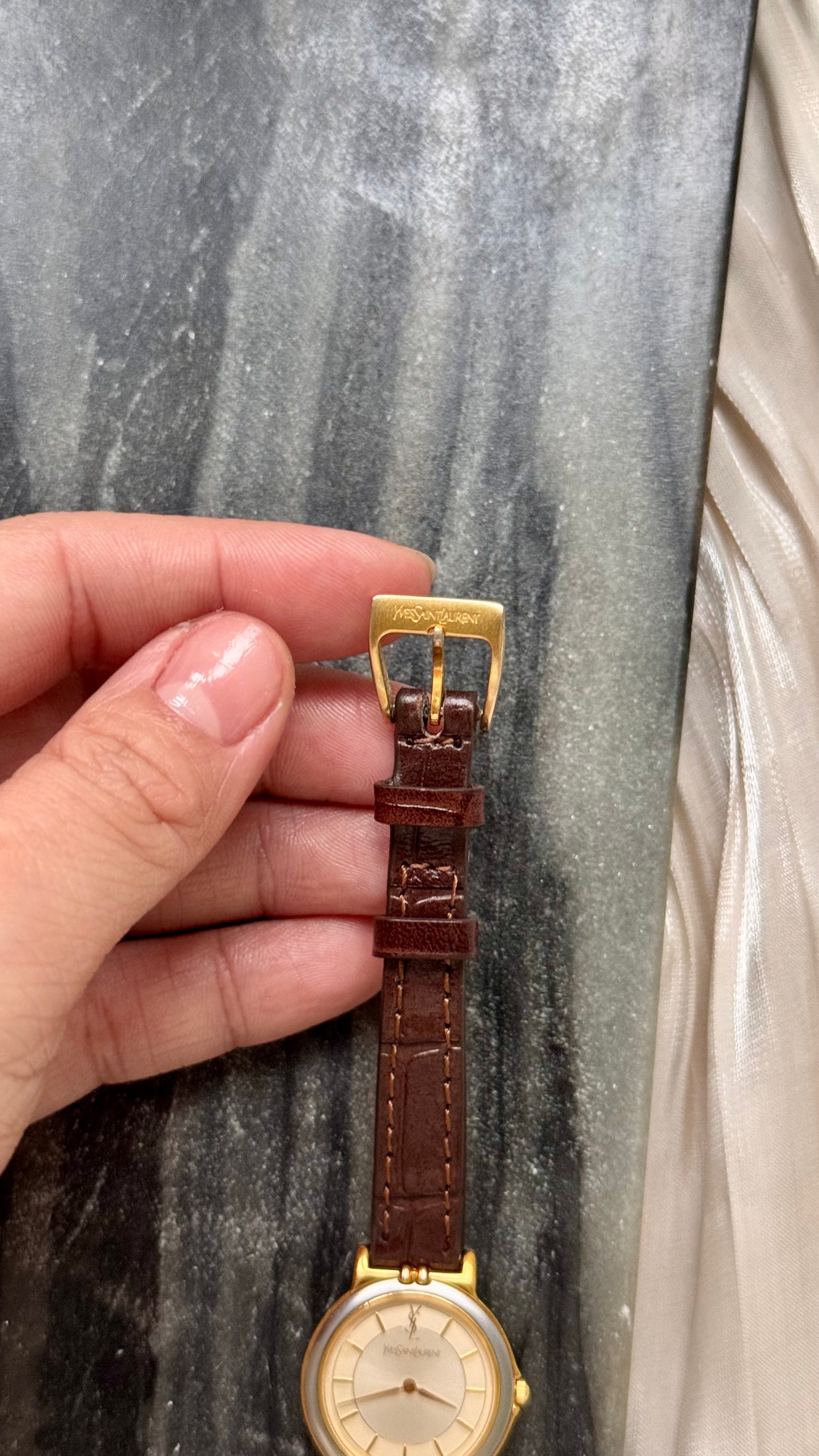 Yves Saint Laurent vintage watch (YSL) 1990s - Bespoke genuine leather