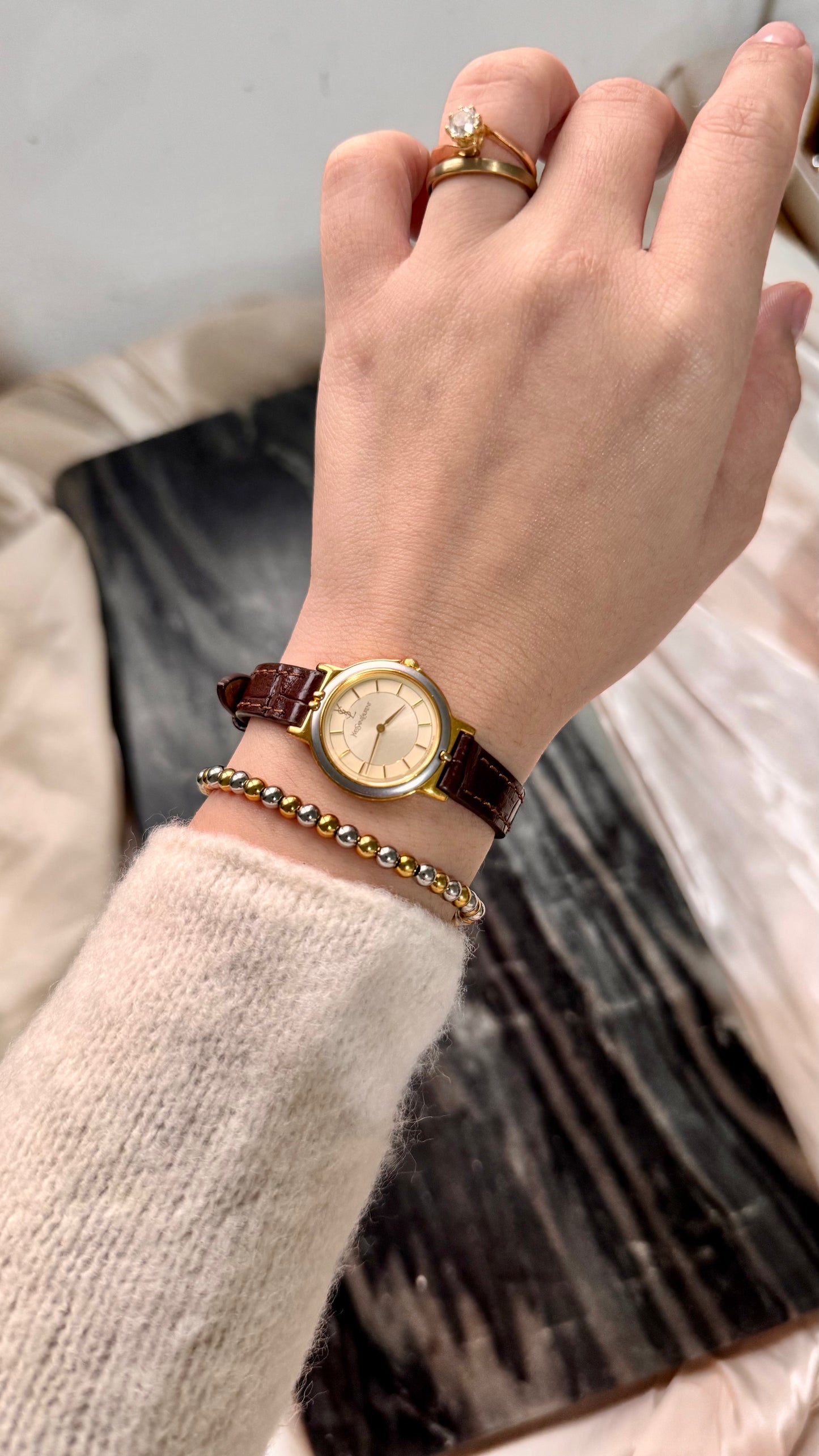 Yves Saint Laurent vintage watch (YSL) 1990s - Bespoke genuine leather