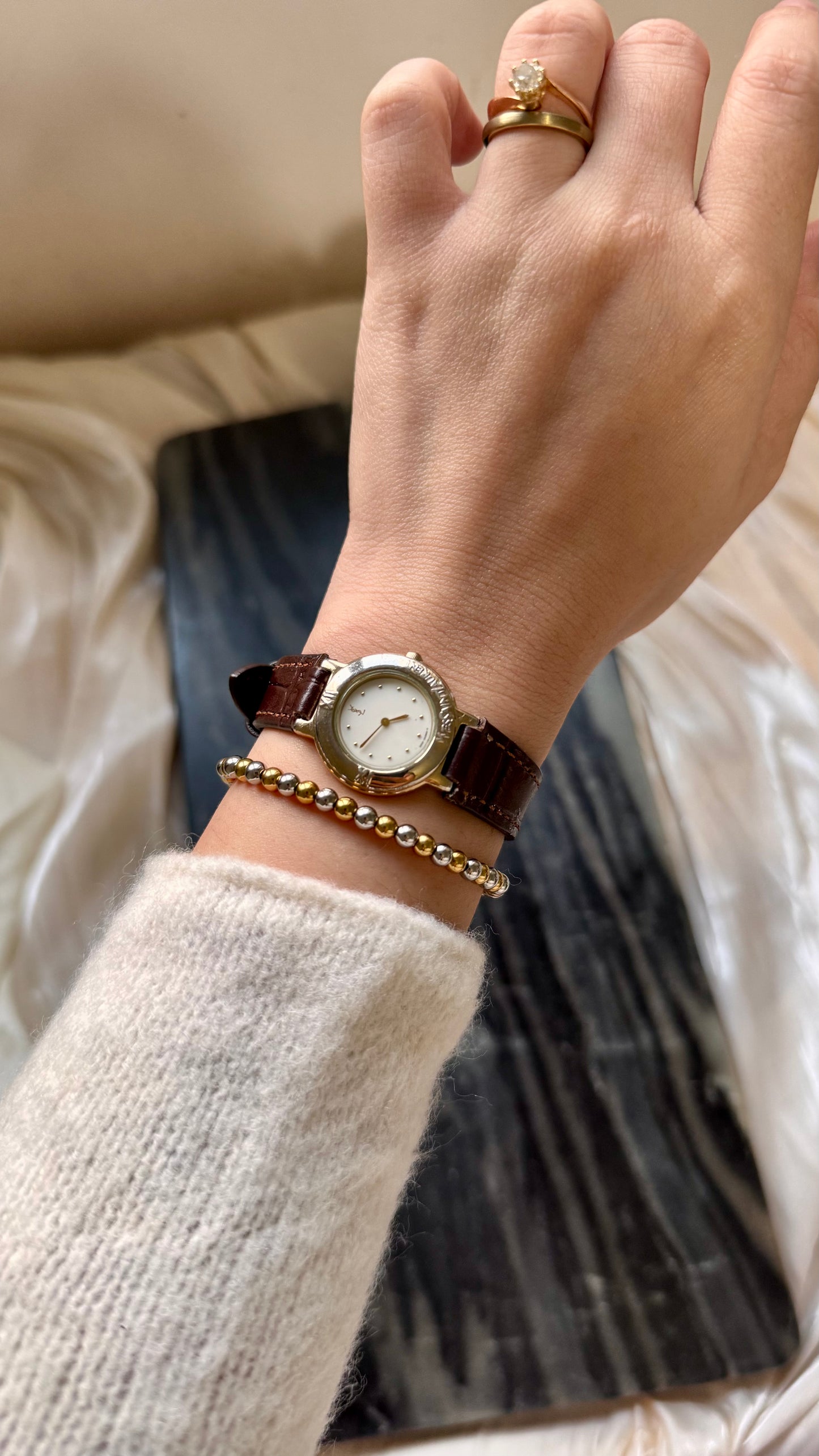 Yves Saint Laurent vintage watch (YSL) 1990s - Bespoke genuine leather