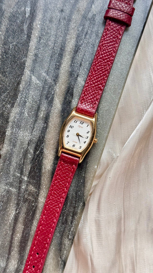 Super Rare Citizen Opus vintage watch 1996 - 18k Gold Plate, Bespoke Leather