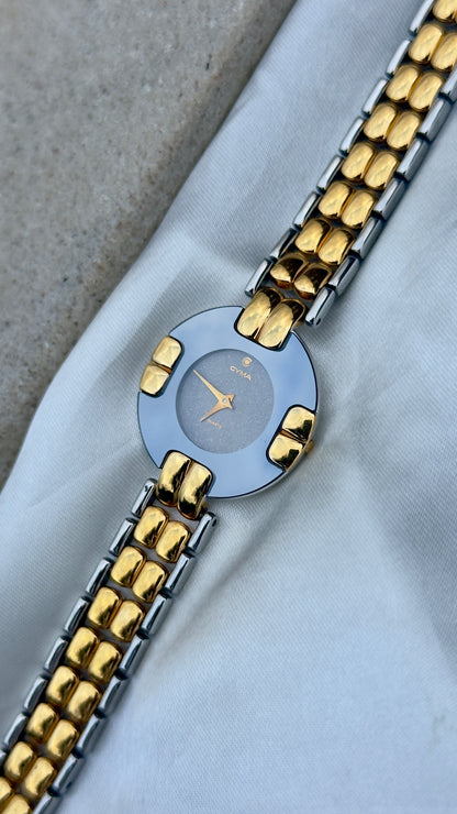 Super Rare Vintage 1980s Cyma Swiss Quartz Two-Tone Watch