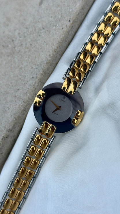 Super Rare Vintage 1980s Cyma Swiss Quartz Two-Tone Watch