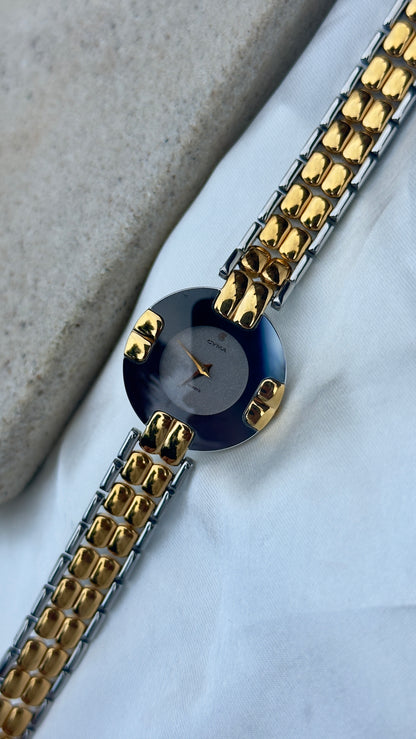 Super Rare Vintage 1980s Cyma Swiss Quartz Two-Tone Watch