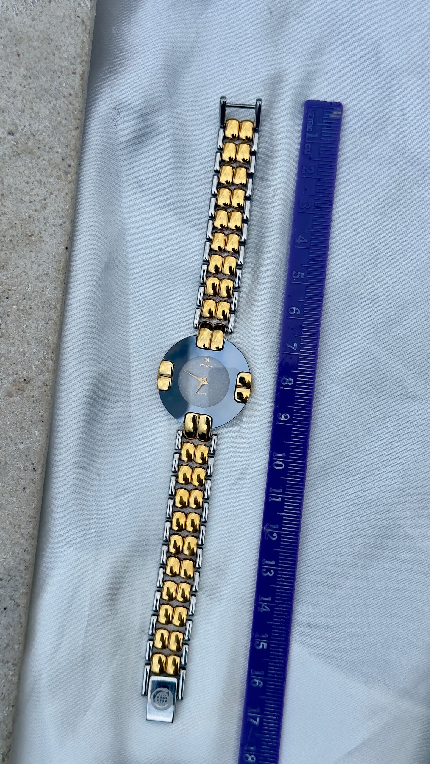 Super Rare Vintage 1980s Cyma Swiss Quartz Two-Tone Watch
