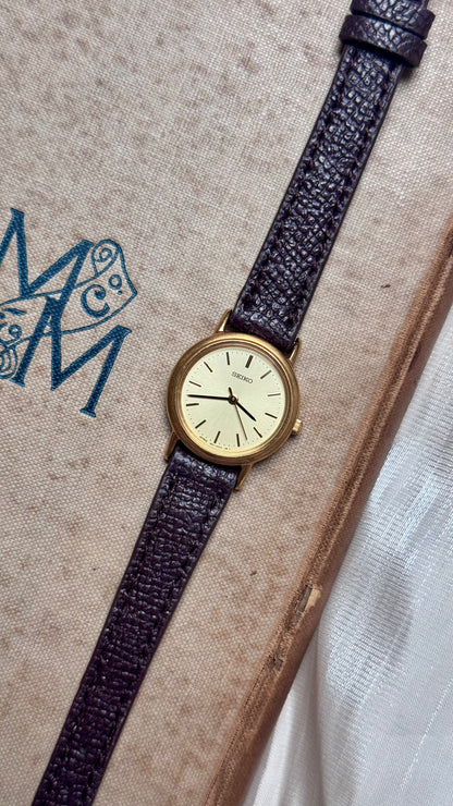 Seiko 1996 Champagne Dial Vintage Watch - 18k Gold Plated