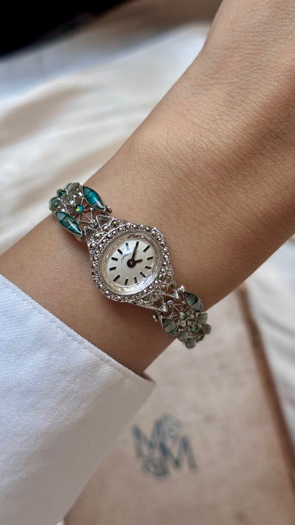 Art Deco Opal Watch 1980s - Swiss Made