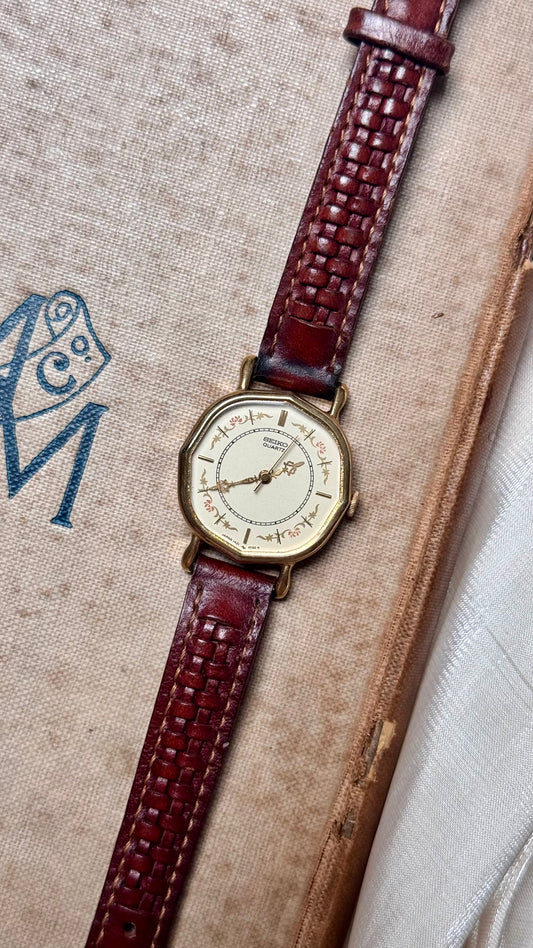 Seiko 1991 Art Deco Dial Vintage Watch - 18k Gold Plated