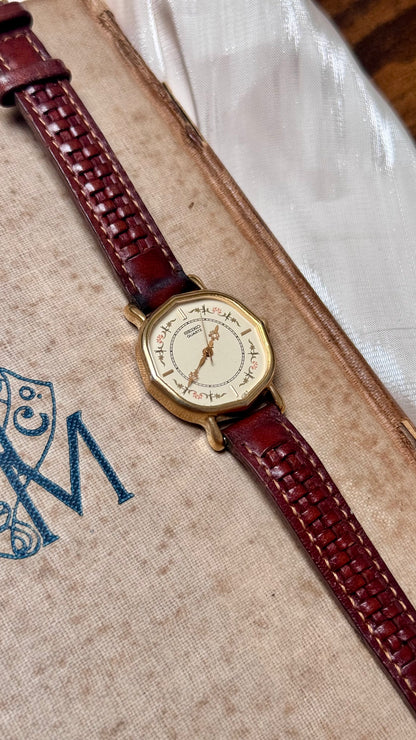Seiko 1991 Art Deco Dial Vintage Watch - 18k Gold Plated