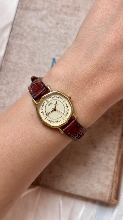 Seiko 1991 Art Deco Dial Vintage Watch - 18k Gold Plated