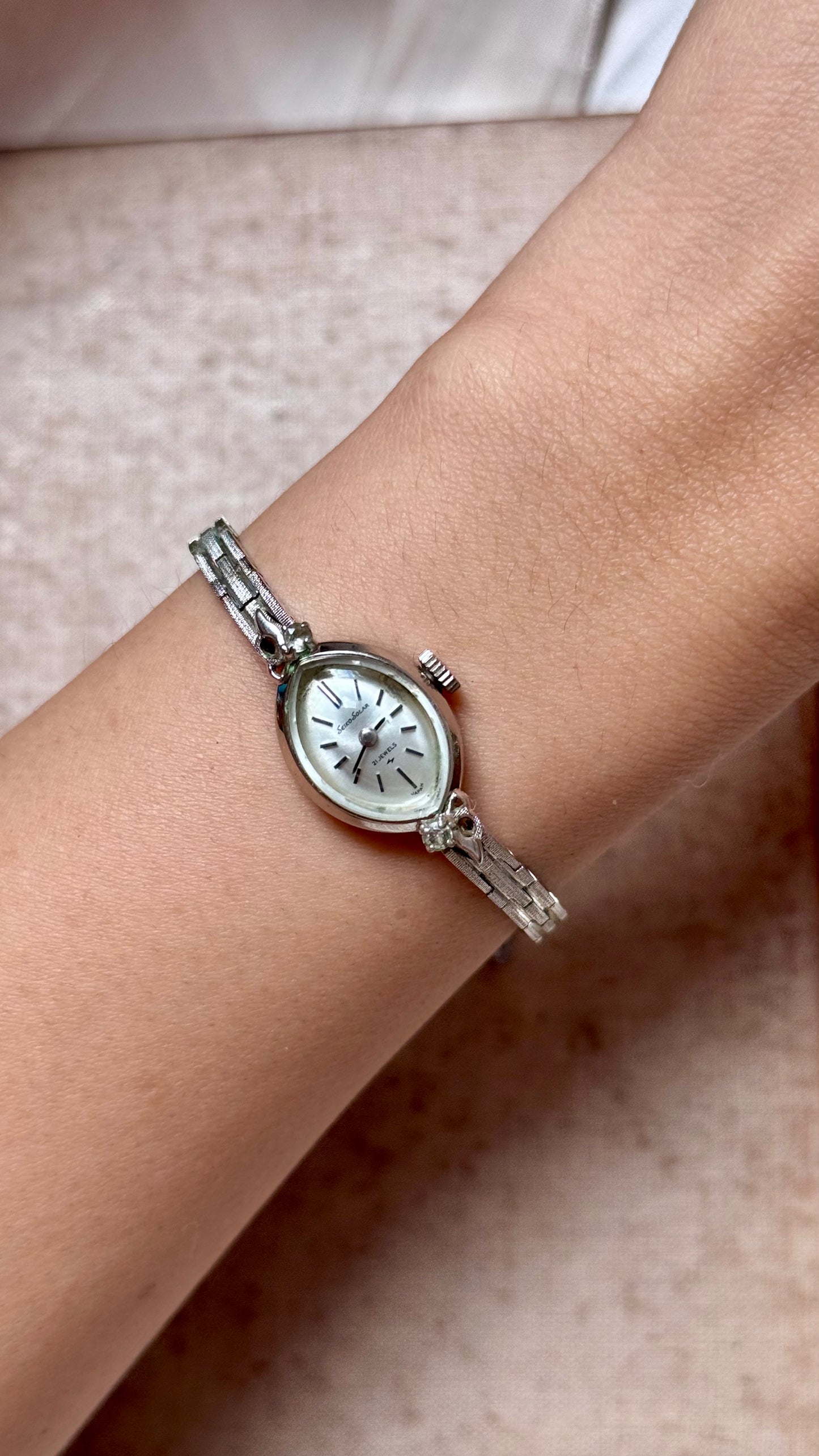 Super Rare 1960s Seiko Solar vintage watch - white gold plated
