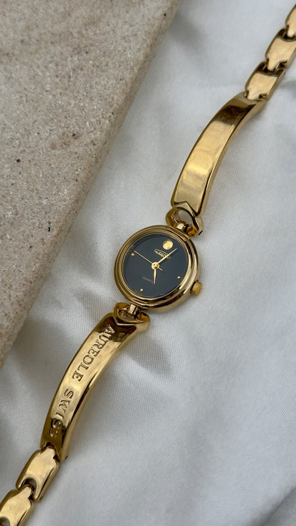 Aureole Vintage Watch - Gold Plated, Black Dial