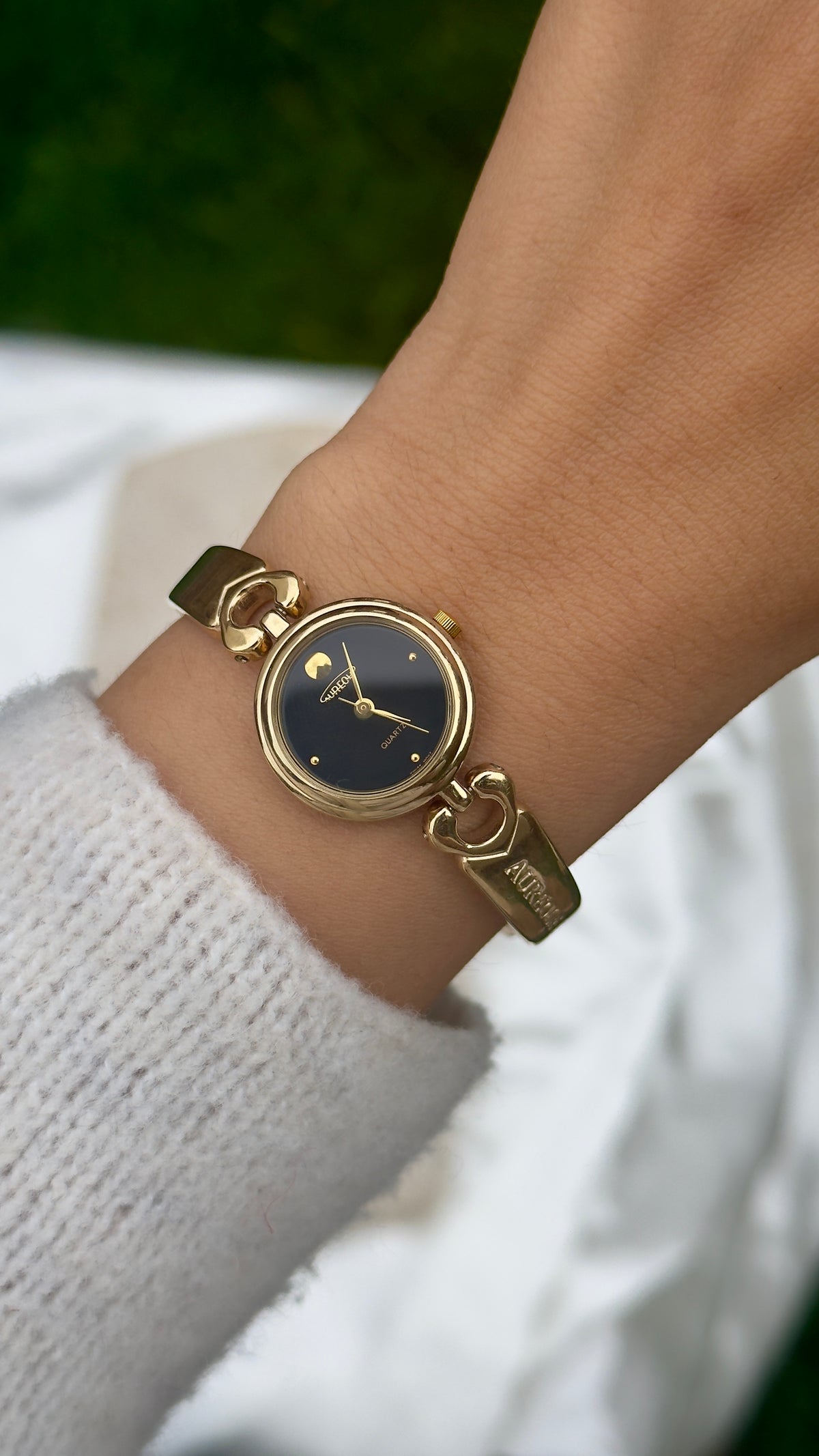 Aureole Vintage Watch - Gold Plated, Black Dial