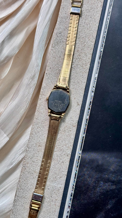 Seiko vintage watch - 18k gold plated with diamonds