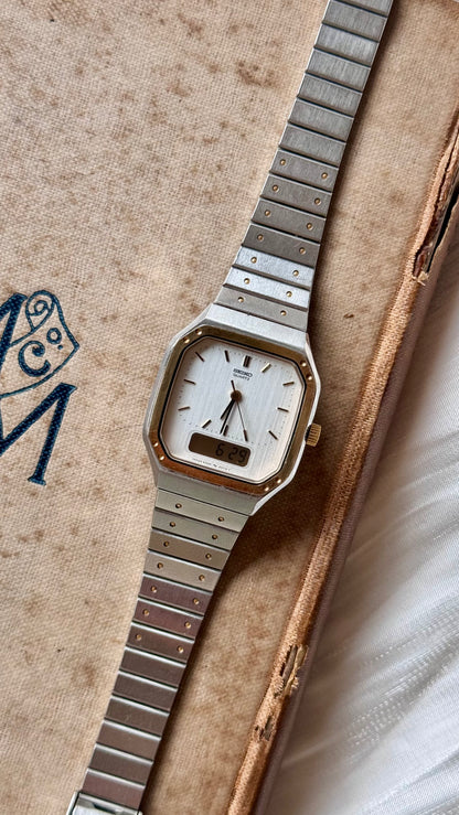 Classic Seiko Dual Time Vintage Watch 1980s