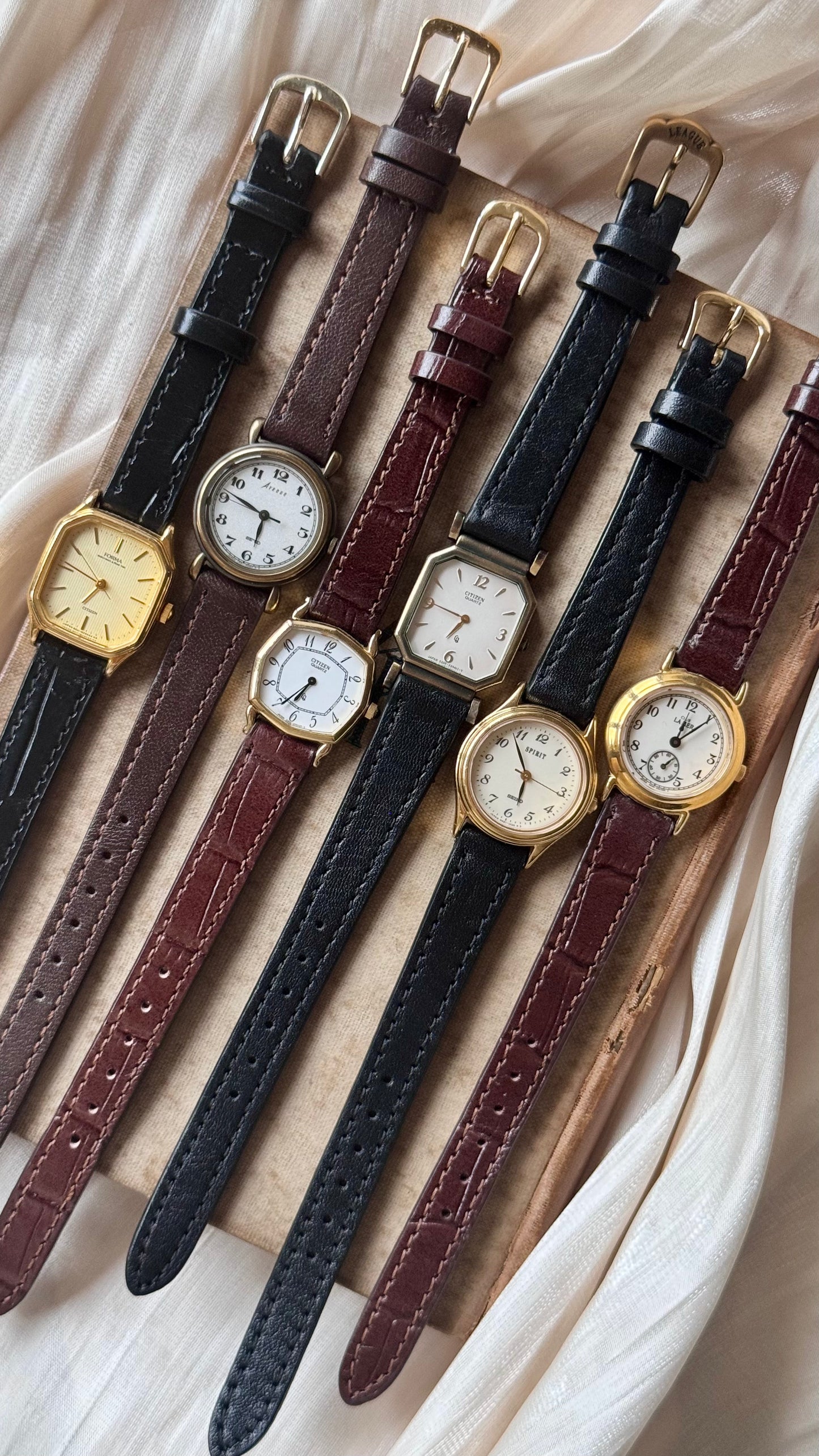 Vintage Watch Collection by Seiko & Citizen - Leather edition