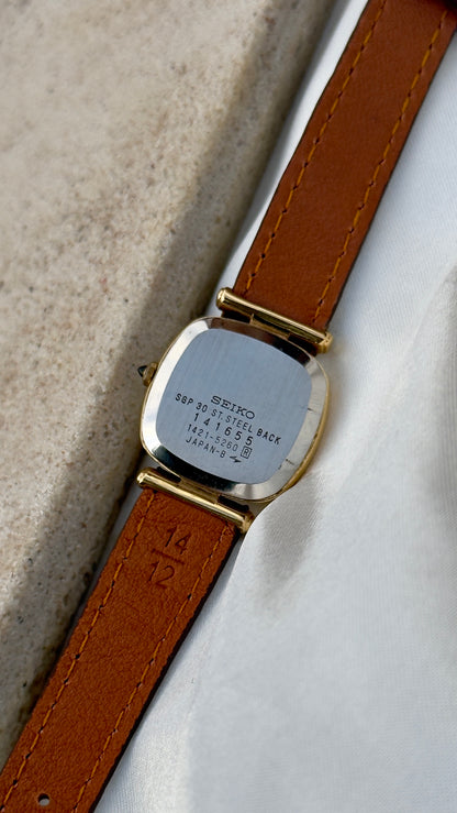 Vintage Seiko Exceline 1981 Watch - 30 Micron Gold Plated, handmade genuine leather