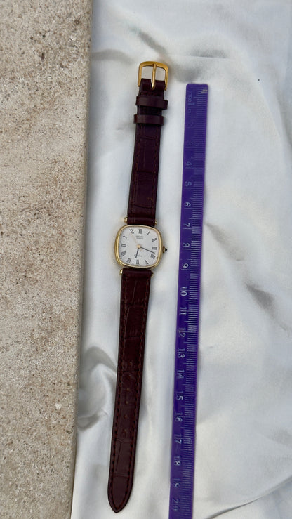 Vintage Seiko Exceline 1981 Watch - 30 Micron Gold Plated, handmade genuine leather