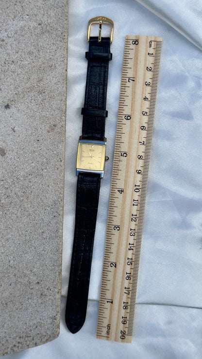 Vintage Seiko Exceline 1995 Tank Watch - Tungsten Carbide case with genuine leather