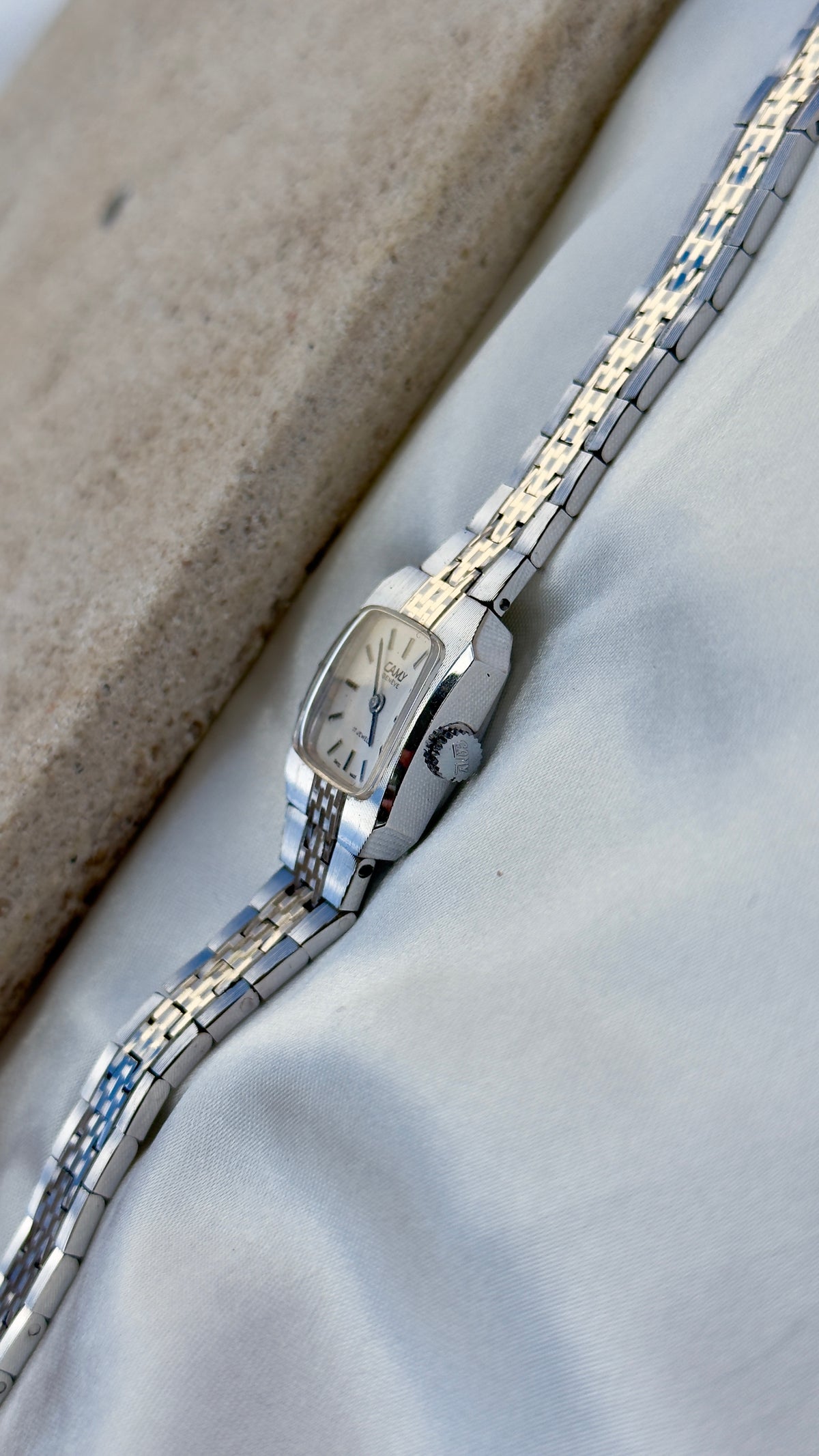 1970s Camy Geneve Manual Wind Swiss Watch, White Gold Plated