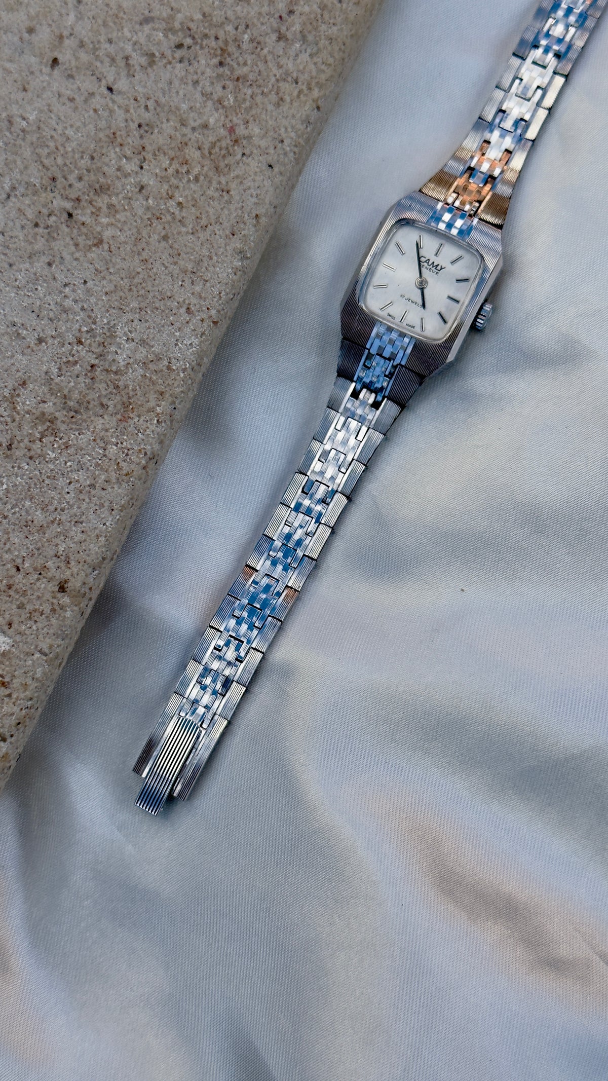 1970s Camy Geneve Manual Wind Swiss Watch, White Gold Plated
