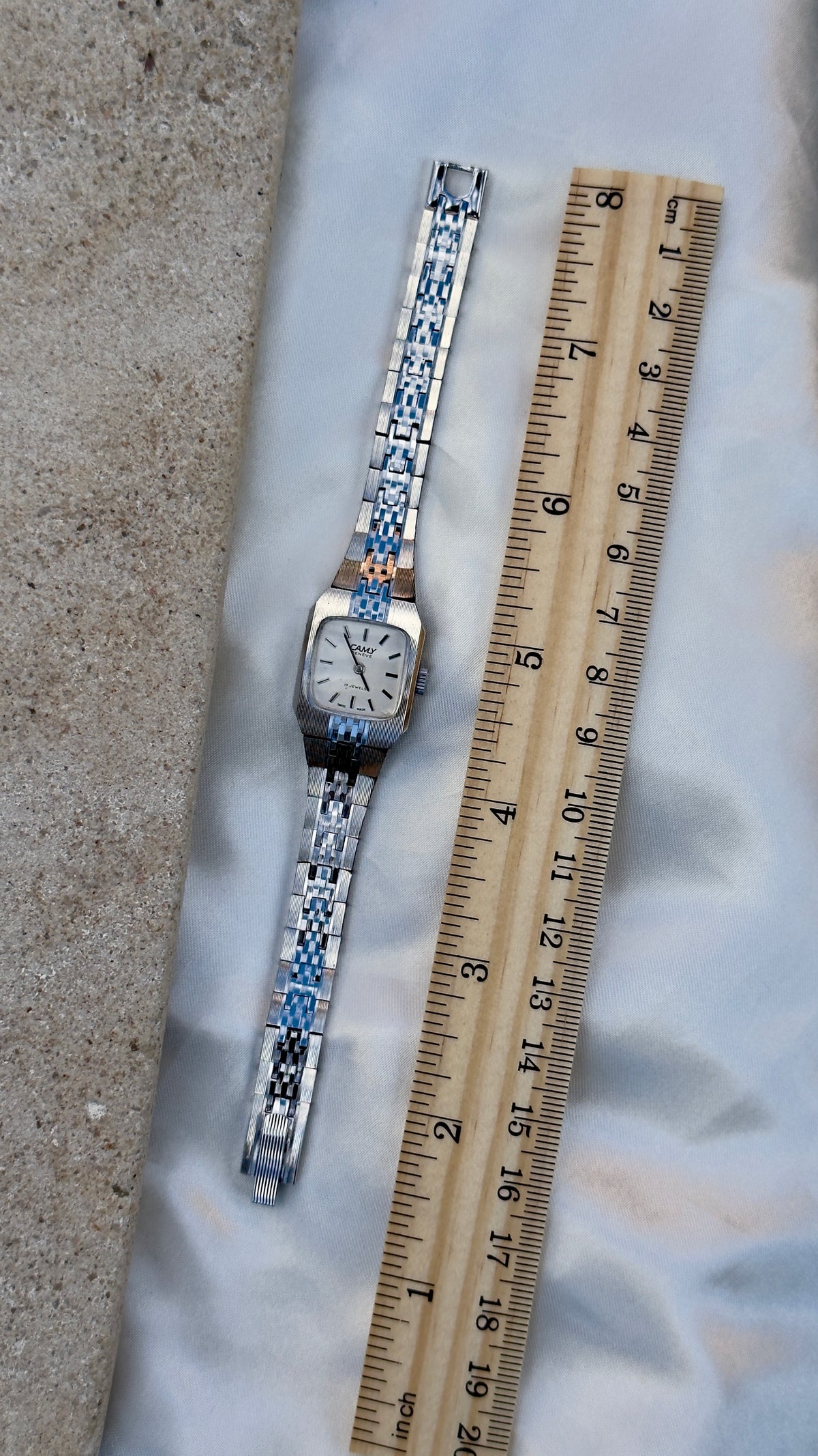 1970s Camy Geneve Manual Wind Swiss Watch, White Gold Plated