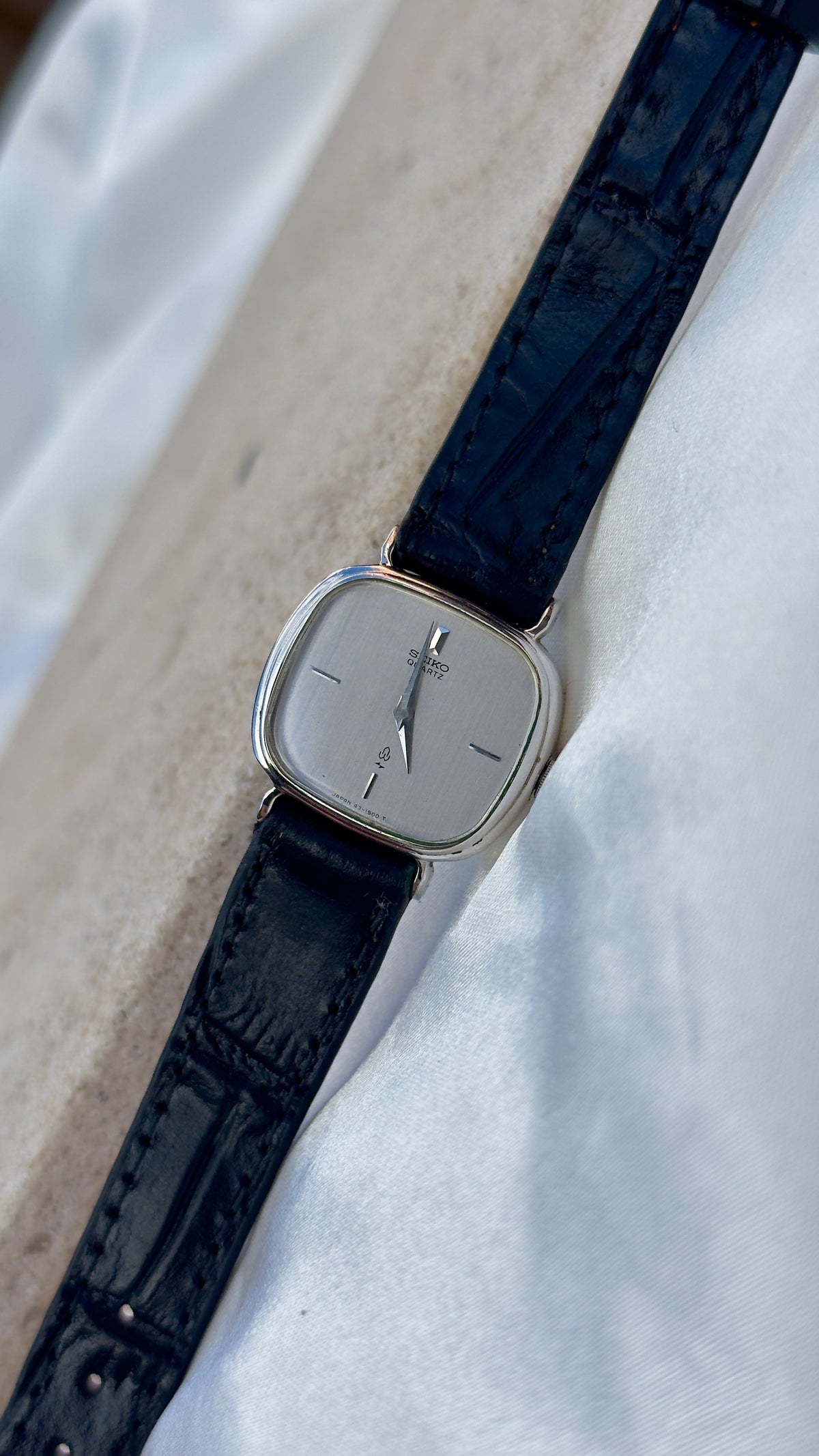 Vintage 1978 Seiko Watch - Palladium Plated Case, Genuine Handmade Leather