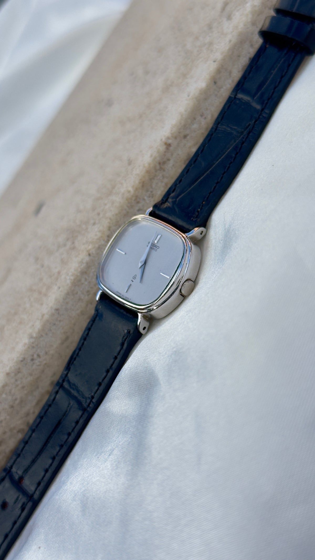Vintage 1978 Seiko Watch - Palladium Plated Case, Genuine Handmade Leather