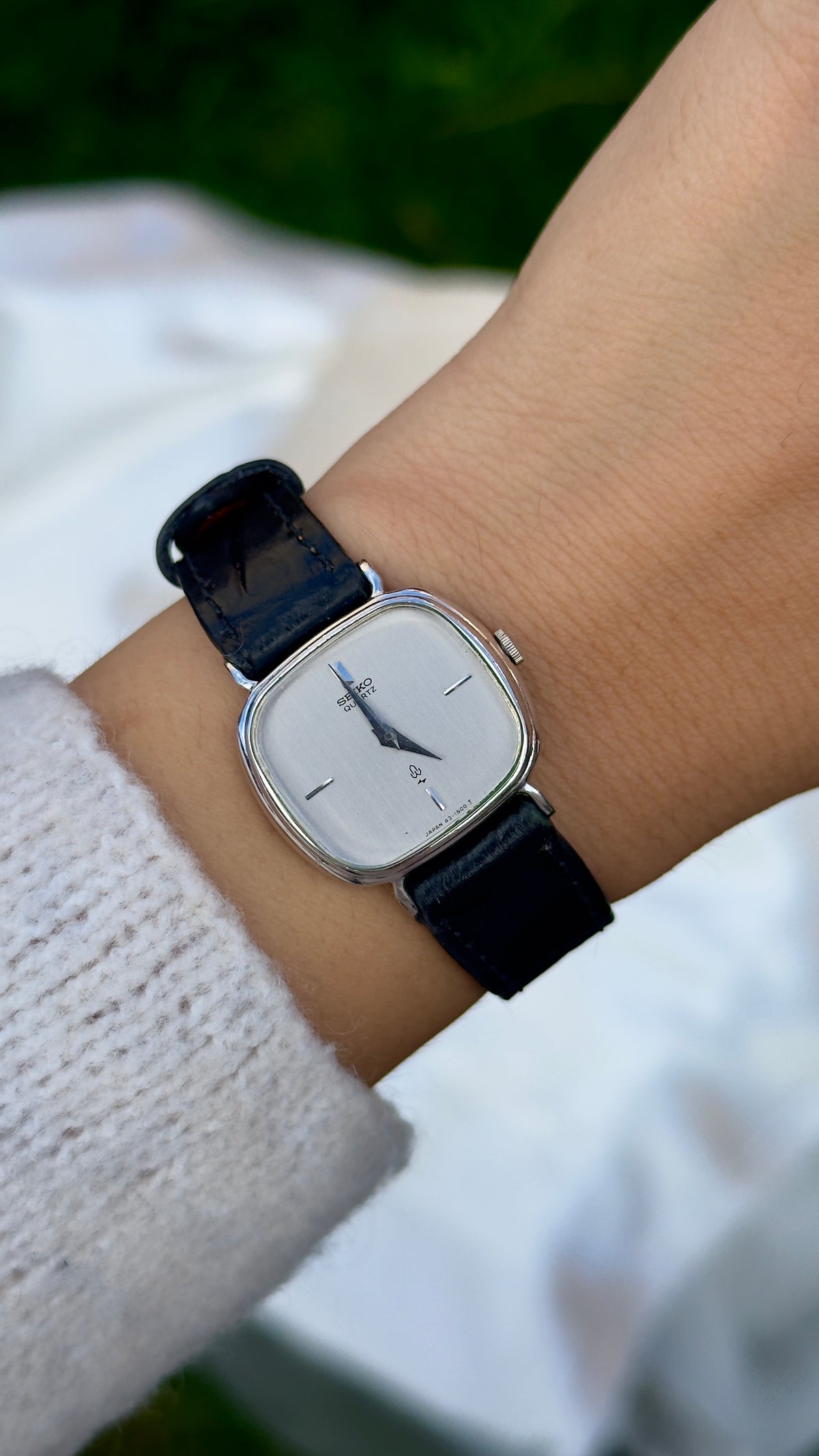 Vintage 1978 Seiko Watch - Palladium Plated Case, Genuine Handmade Leather