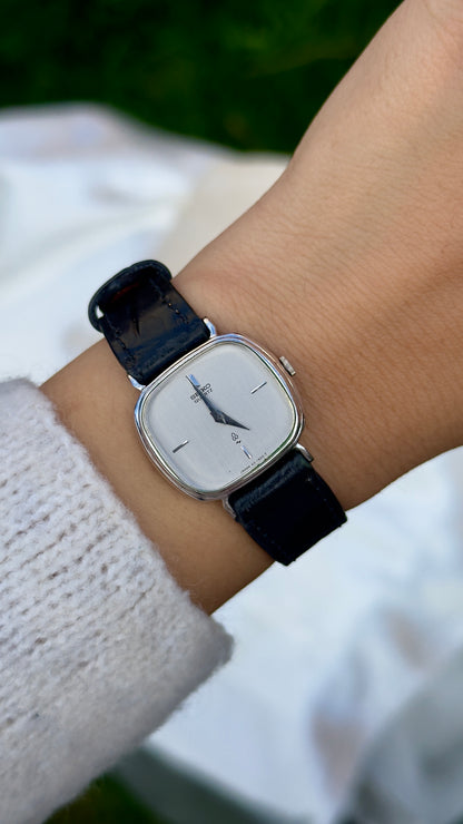 Vintage 1978 Seiko Watch - Palladium Plated Case, Genuine Handmade Leather