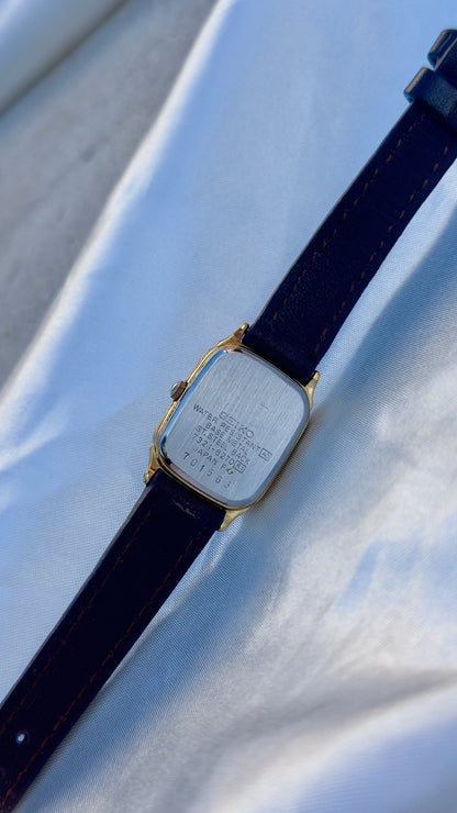 Vintage Seiko 1997 Watch - Gold Plated Case, Roman Dial, Genuine Leather
