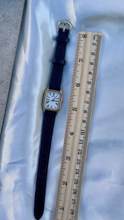 Vintage Seiko 1997 Watch - Gold Plated Case, Roman Dial, Genuine Leather